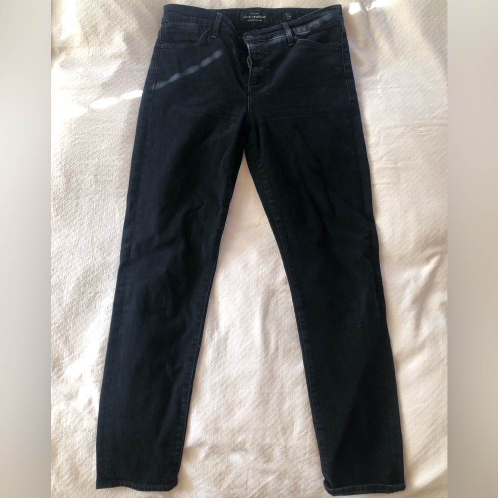 Black high rise slim jeans